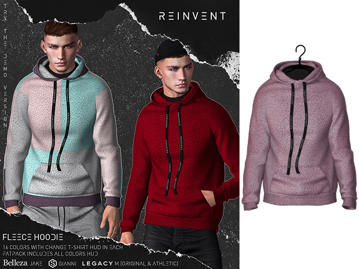REINVENT I Fleece hoodie I Miracle [Belleza Jake, Signature Gianni, Legacy male (original & athletic)]