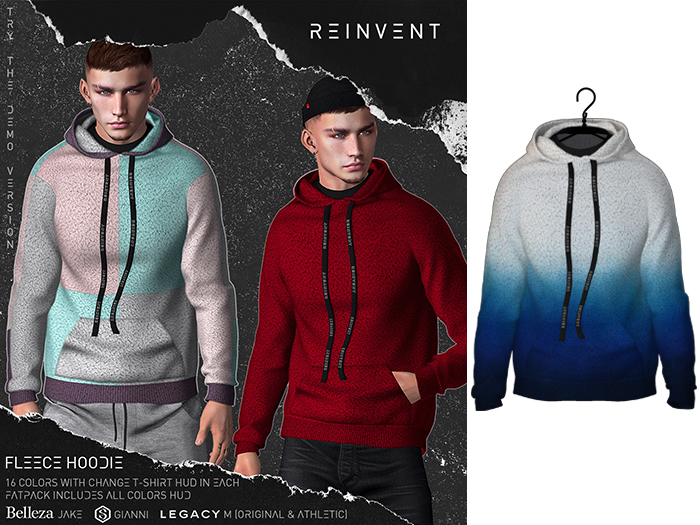 REINVENT I Fleece hoodie I Frozen [Belleza Jake, Signature Gianni, Legacy male (original & athletic)]