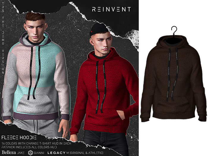 REINVENT I Fleece hoodie I Bear [Belleza Jake, Signature Gianni, Legacy male (original & athletic)]