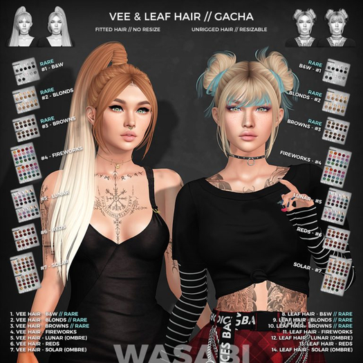 Wasabi // Vee Hair - #1 B&W - [Rez & open] - RARE