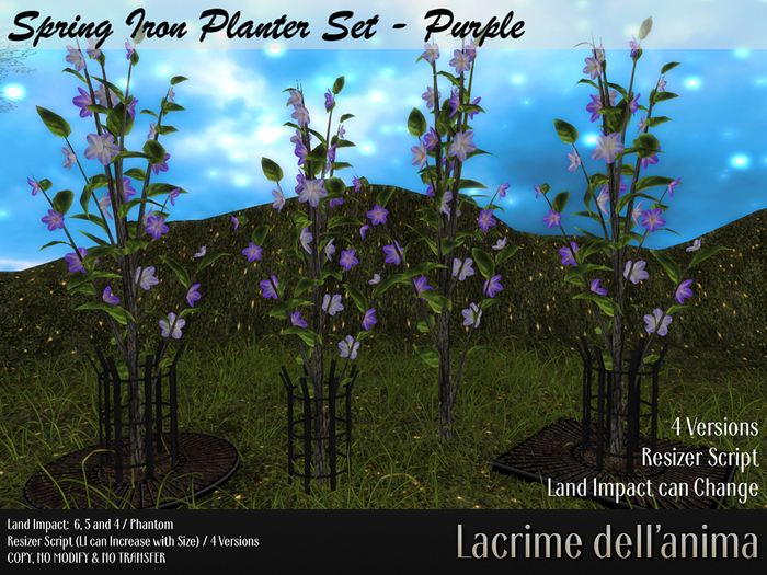 Spring Iron Planter Set - Purple