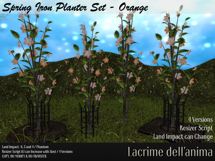 Spring Iron Planter Set - Orange