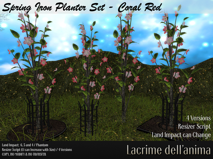 Spring Iron Planter Set - Coral Red