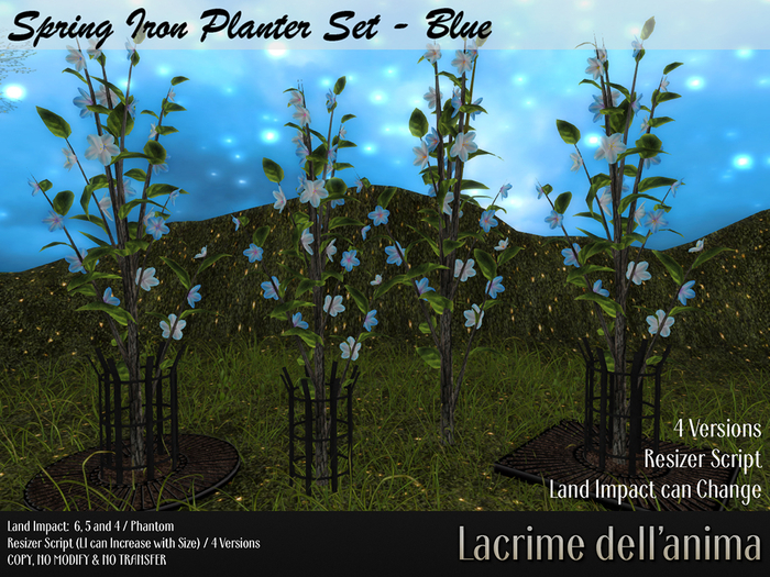 Spring Iron Planter Set - Blue