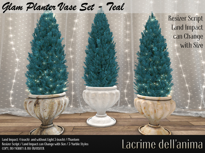 Glam Planter Vase Set - Teal