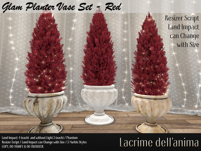 Glam Planter Vase Set - Red