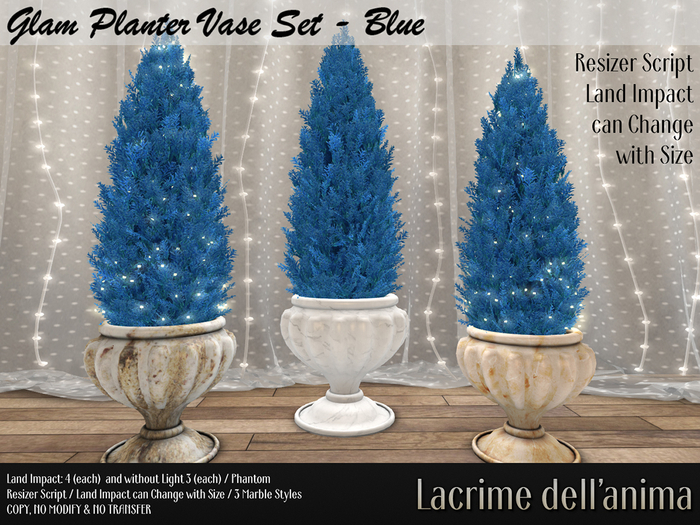 Glam Planter Vase Set - Blue