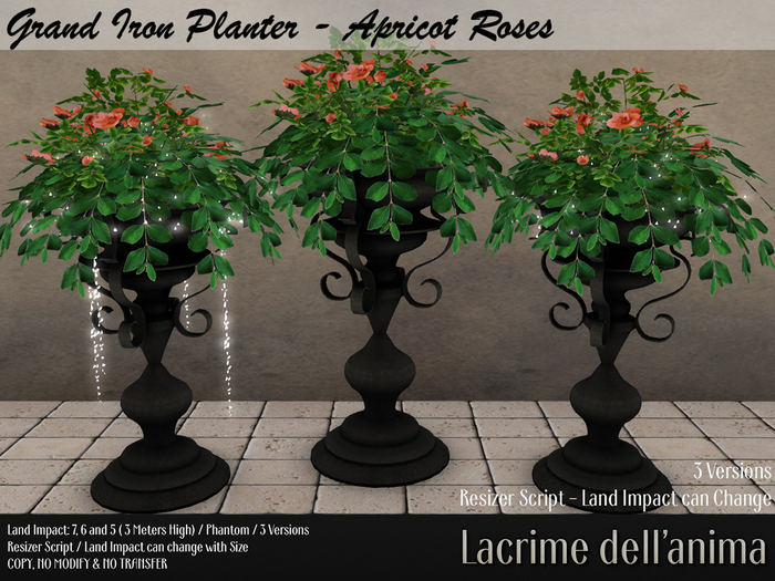Grand Iron Planter - Apricot Roses
