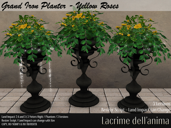 Grand Iron Planter - Yellow Roses