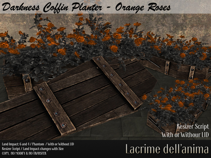 Darkness Coffin Planter - Orange Roses