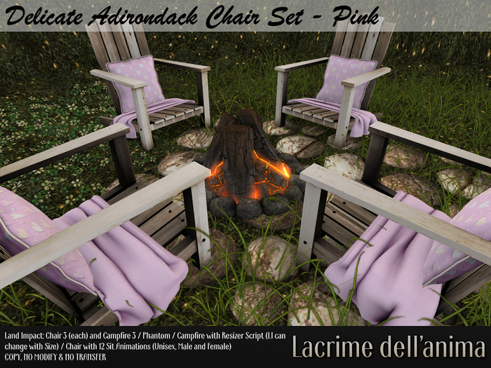 Delicate Adirondack Chair Set - Pink