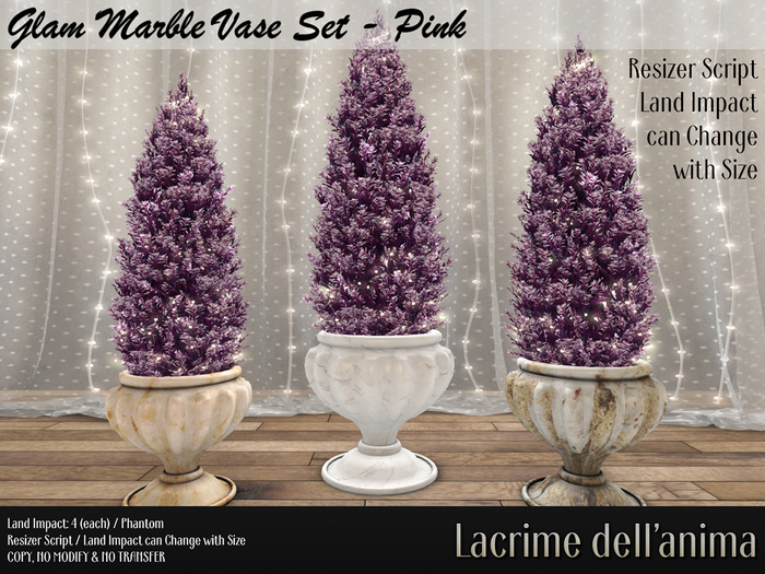 Glam Marble Vase Set - Pink
