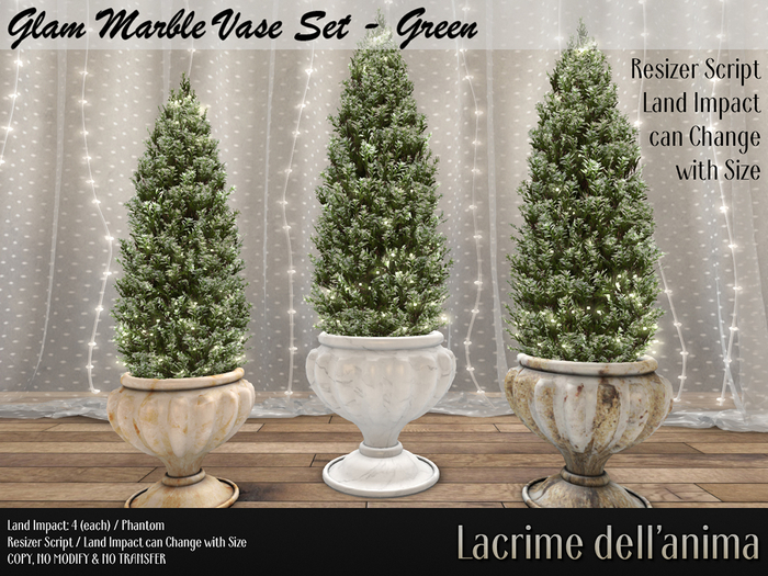 Glam Marble Vase Set - Green