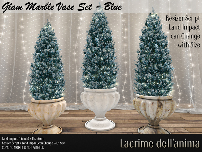 Glam Marble Vase Set - Blue