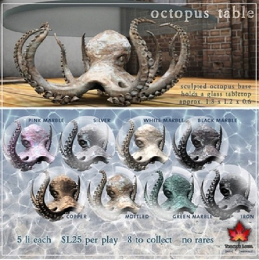 Trompe Loeil - Octopus Table Marble Mottled