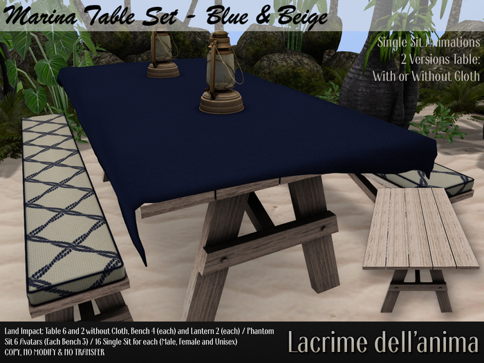 Marina Table Set - Blue & Beige