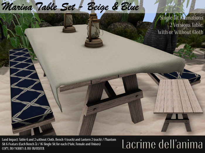 Marina Table Set - Beige & Blue