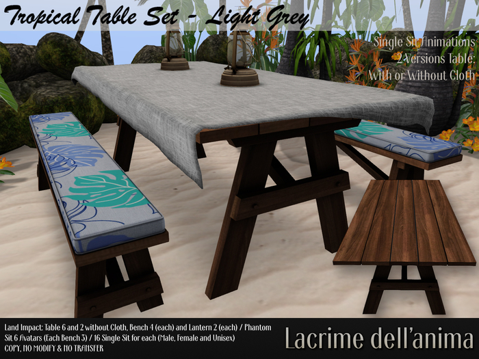 Tropical Table Set - Light Grey