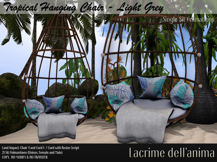 Tropical Hanging Chair - Light Grey