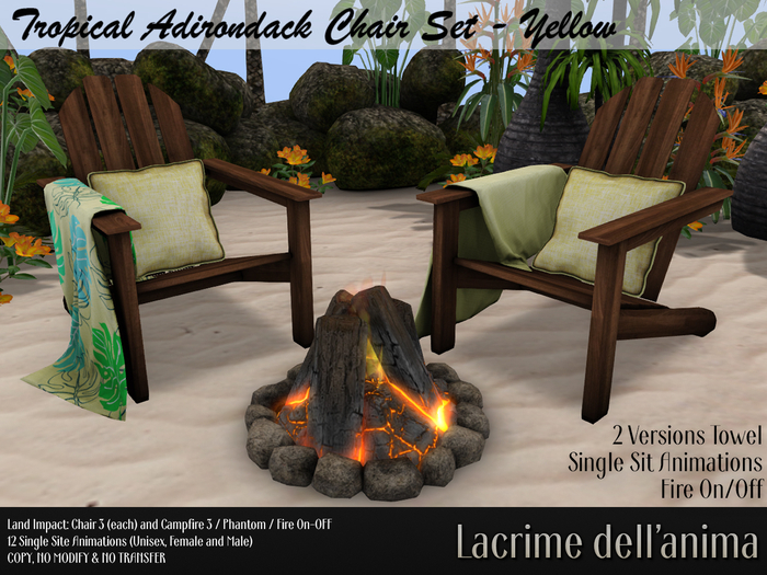 Tropical Adirondack Chair Set - Yellow