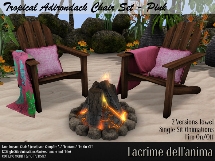 Tropical Adirondack Chair Set - Pink
