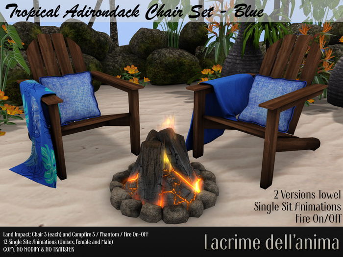 Tropical Adirondack Chair Set - Blue