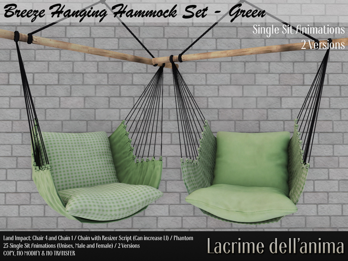 Breeze Hanging Hammock Set - Green