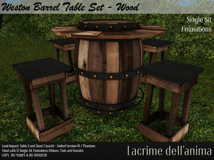 Weston Barrel Table Set - Wood