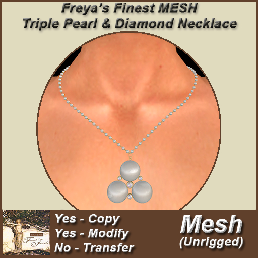 Freya's Finest MESH Triple Pearl & Diamond Necklace
