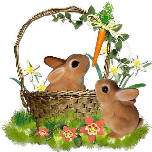 ART BUNNIES IN A BASKET FANTASMAGORIA BY FLAME