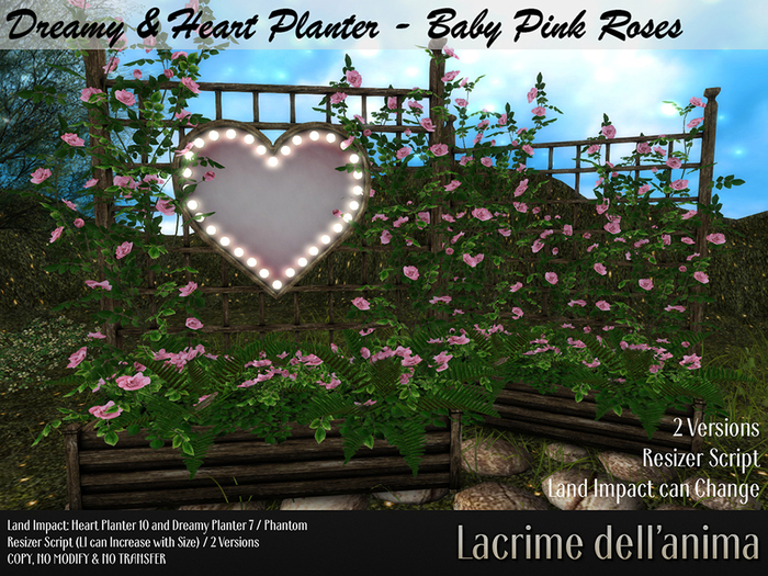 Dreamy & Heart Planter Trellis - Baby Pink Roses