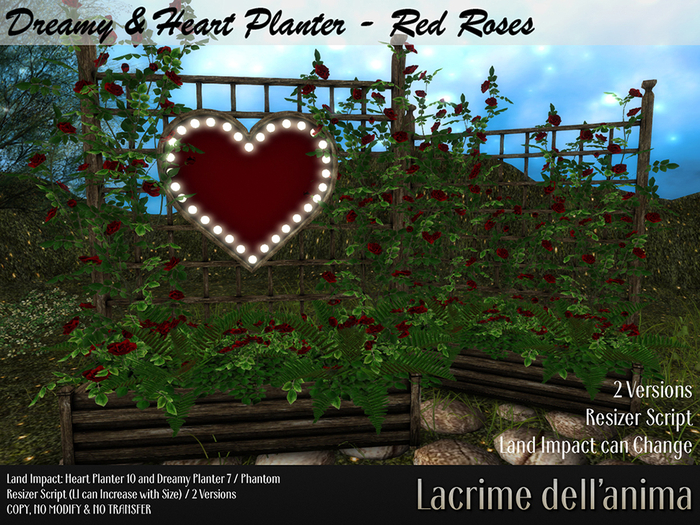 Dreamy & Heart Planter Trellis - Red Roses