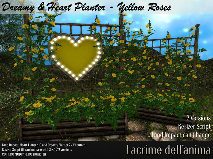 (BOX) Dreamy & Heart Planter Trellis - Yellow Roses
