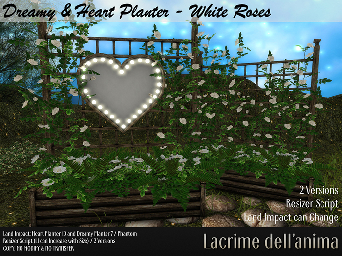 Dreamy & Heart Planter Trellis - White Roses