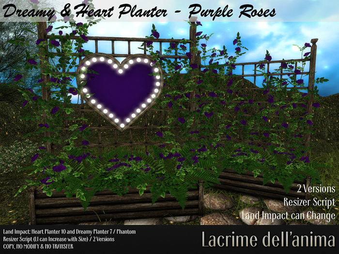 (BOX) Dreamy & Heart Planter Trellis - Purple Roses