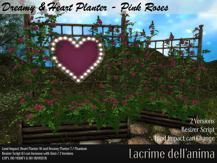 (BOX) Dreamy & Heart Planter Trellis - Pink Roses