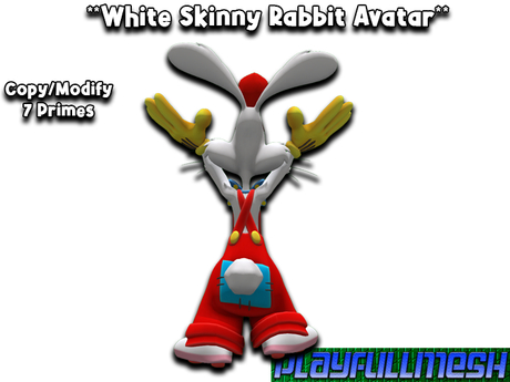 Second Life Marketplace - **White Skinny Rabbit Avatar**PlayFullMesh