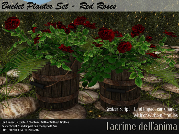 Bucket Planter - Red Roses