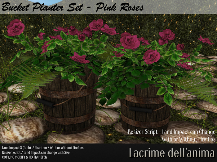 Bucket Planter - Pink Roses