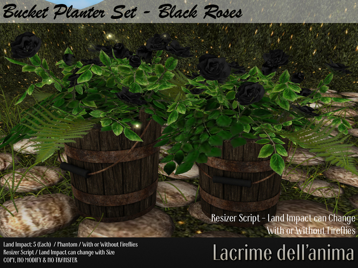 Bucket Planter - Black Roses