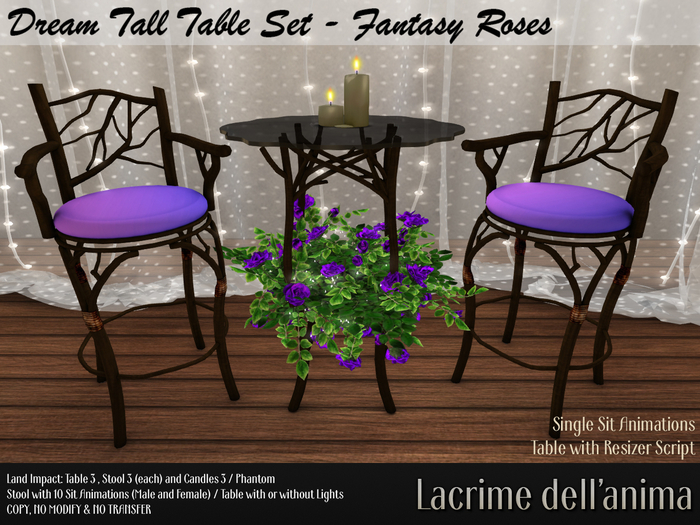 Dream Tall Table Set - Fantasy Roses