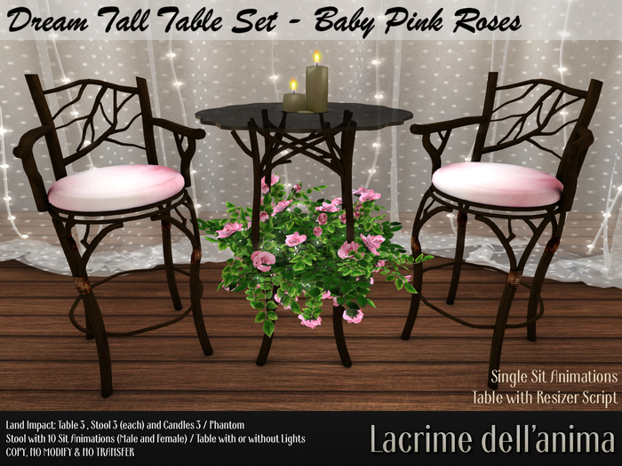 (BOX) Dream Tall Table Set - Baby Pink Roses