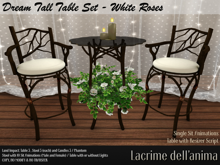 (BOX) Dream Tall Table Set - White Roses