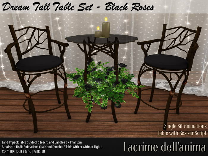 (BOX) Dream Tall Table Set - Black Roses