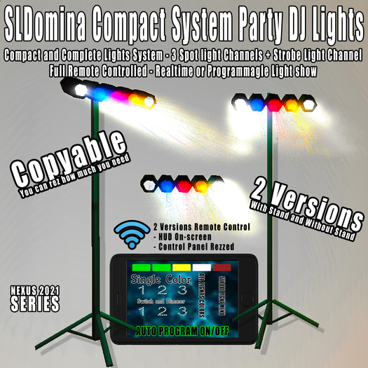 LIGHT SYSTEM - 2021 SLDomina Compact System Party DJ Lights Programmable 3 Channels Spotlights and Strobe Rem control
