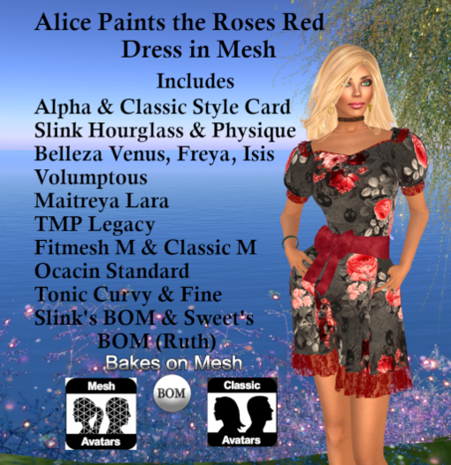 Alice Paints the Roses Red Dress in Mesh