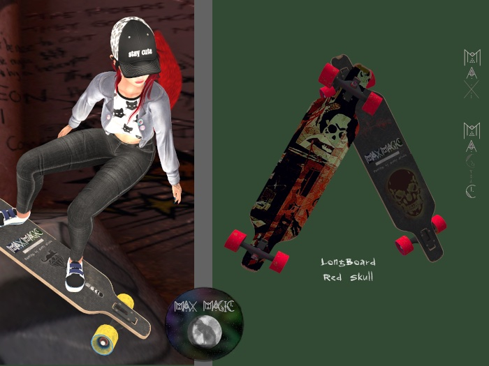 ::MM:: Longboard Red Skull - Hold/Ride - resize