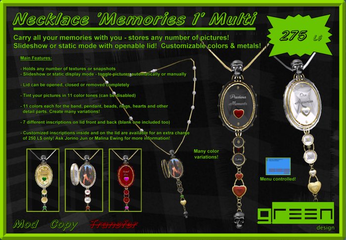 ●GD● Necklace Memories 1 [Slideshow Pendant, Color Changing, Many Variations]