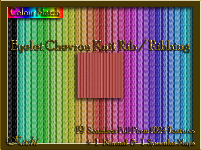 Eyelet Chevron Knit Rib / Ribbing Seamless Texture Set