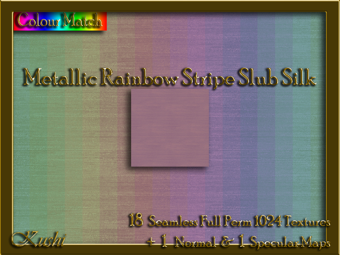 Metallic Rainbow Stripe Slub Silk Solids Seamless Texture Set